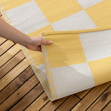 Load image into Gallery viewer, Checkerboard Outdoor 100% Recycled Rug Yellow
