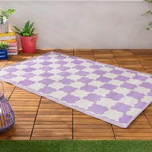 Load image into Gallery viewer, Check Outdoor 100% Recycled Rug Lilac
