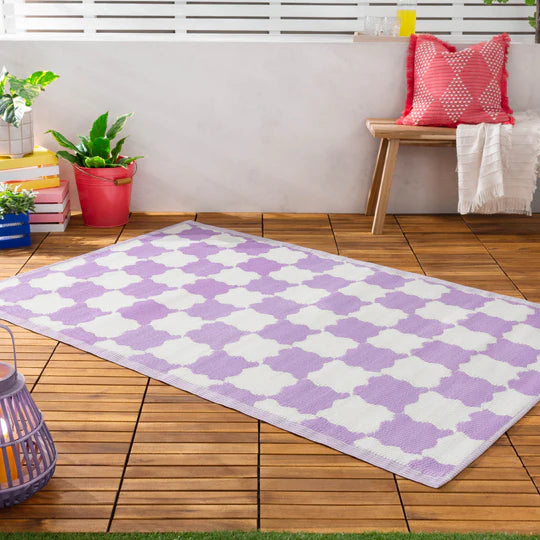 Check Outdoor 100% Recycled Rug Lilac