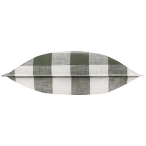 Chesil Check Cotton Outdoor Filled Cushion - Moss