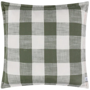 Chesil Check Cotton Outdoor Filled Cushion - Moss