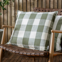 Load image into Gallery viewer, Chesil Check Cotton Outdoor Filled Cushion - Moss
