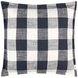 Chesil Check Cotton Outdoor Filled Cushion - Navy