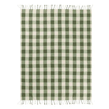 Load image into Gallery viewer, Chesil Check Tasselled 100% Cotton Throw - Moss
