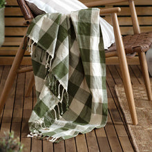 Load image into Gallery viewer, Chesil Check Tasselled 100% Cotton Throw - Moss
