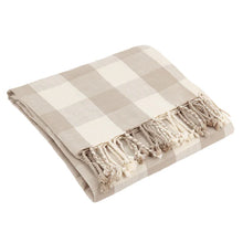 Load image into Gallery viewer, Chesil Check Tasselled 100% Cotton Throw - Natural
