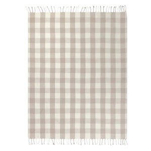 Chesil Check Tasselled 100% Cotton Throw - Natural