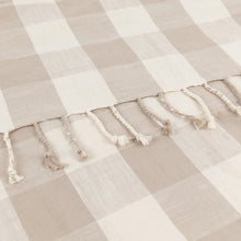 Load image into Gallery viewer, Chesil Check Tasselled 100% Cotton Throw - Natural
