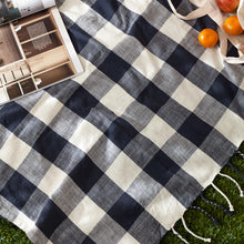 Load image into Gallery viewer, Chesil Check Tasselled 100% Cotton Throw - Navy
