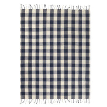 Load image into Gallery viewer, Chesil Check Tasselled 100% Cotton Throw - Navy

