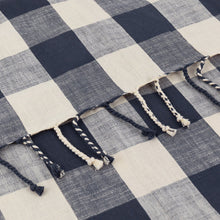 Load image into Gallery viewer, Chesil Check Tasselled 100% Cotton Throw - Navy
