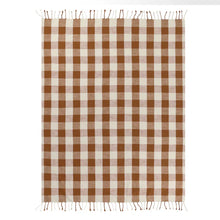 Load image into Gallery viewer, Chesil Check Tasselled 100% Cotton Throw - Pecan
