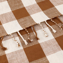 Load image into Gallery viewer, Chesil Check Tasselled 100% Cotton Throw - Pecan
