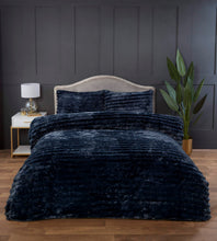 Load image into Gallery viewer, Ribbed Faux Fur Duvet Set - Charcoal
