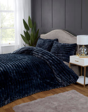 Load image into Gallery viewer, Ribbed Faux Fur Duvet Set - Charcoal
