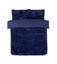 Load image into Gallery viewer, Ribbed Faux Fur Duvet Set - Navy
