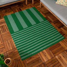 Load image into Gallery viewer, Deck Stripe Printed Indoor/Outdoor Outdoor Rug - Green
