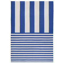 Load image into Gallery viewer, Deck Stripe Printed Indoor/Outdoor Outdoor Rug - White/Blue
