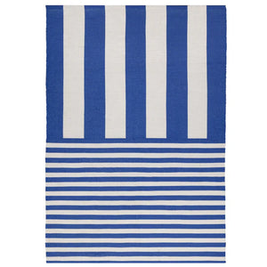 Deck Stripe Printed Indoor/Outdoor Outdoor Rug - White/Blue