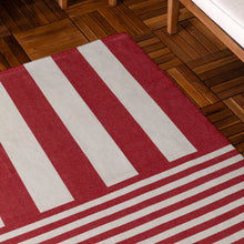 Load image into Gallery viewer, Deck Stripe Printed Indoor/Outdoor Outdoor Rug - White/Red
