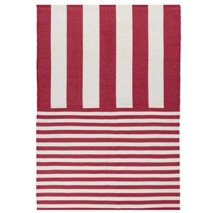 Deck Stripe Printed Indoor/Outdoor Outdoor Rug - White/Red