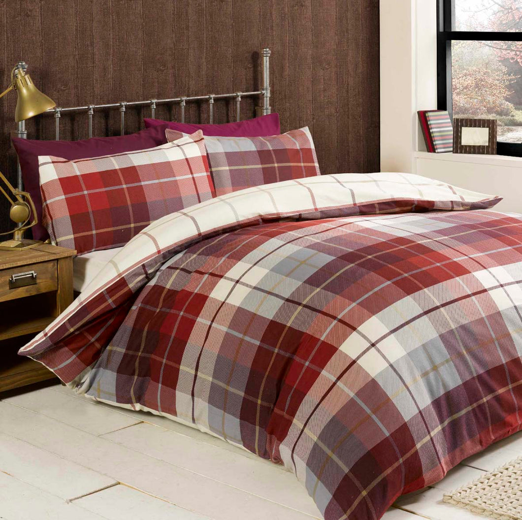 Lomond brushed cotton duvet set - Red