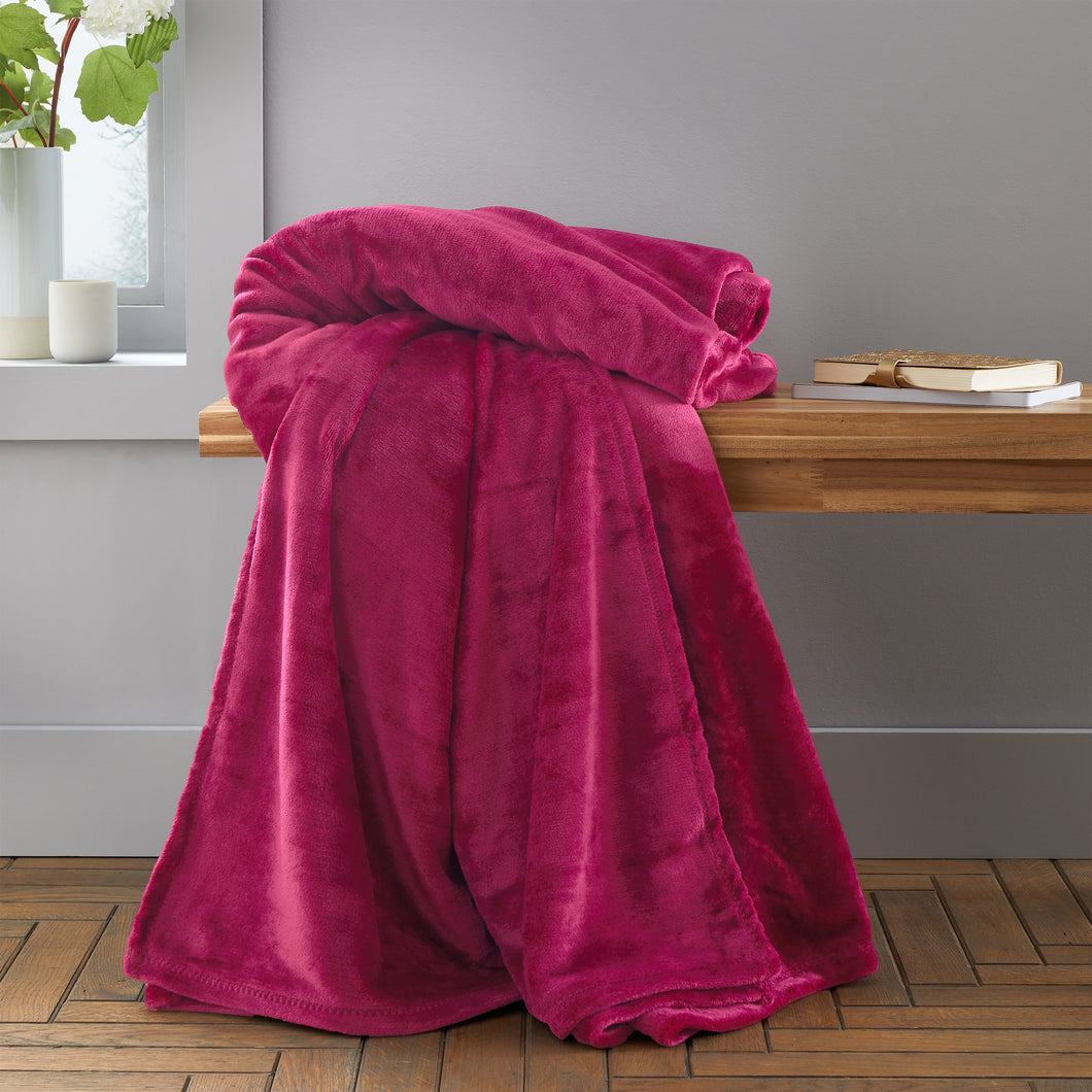 Raschel Velvet Touch Throw - Hot Pink