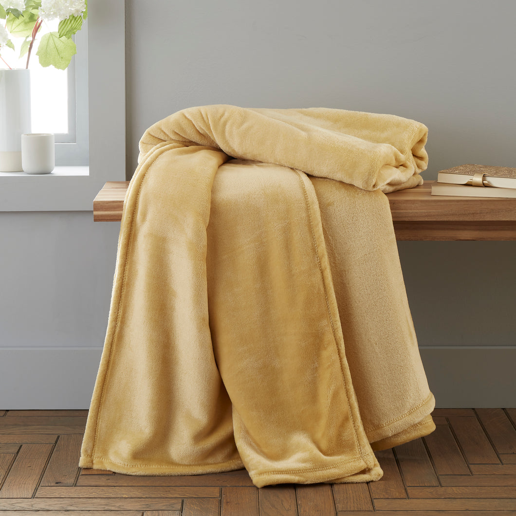 Raschel Velvet Touch Throw - Ochre