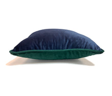 Load image into Gallery viewer, Reversible Piped Plush Velvet Cushion Covers Emerald/Navy
