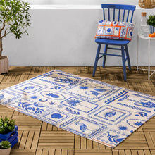 Load image into Gallery viewer, Frieze Outdoor Washable Rug Blue

