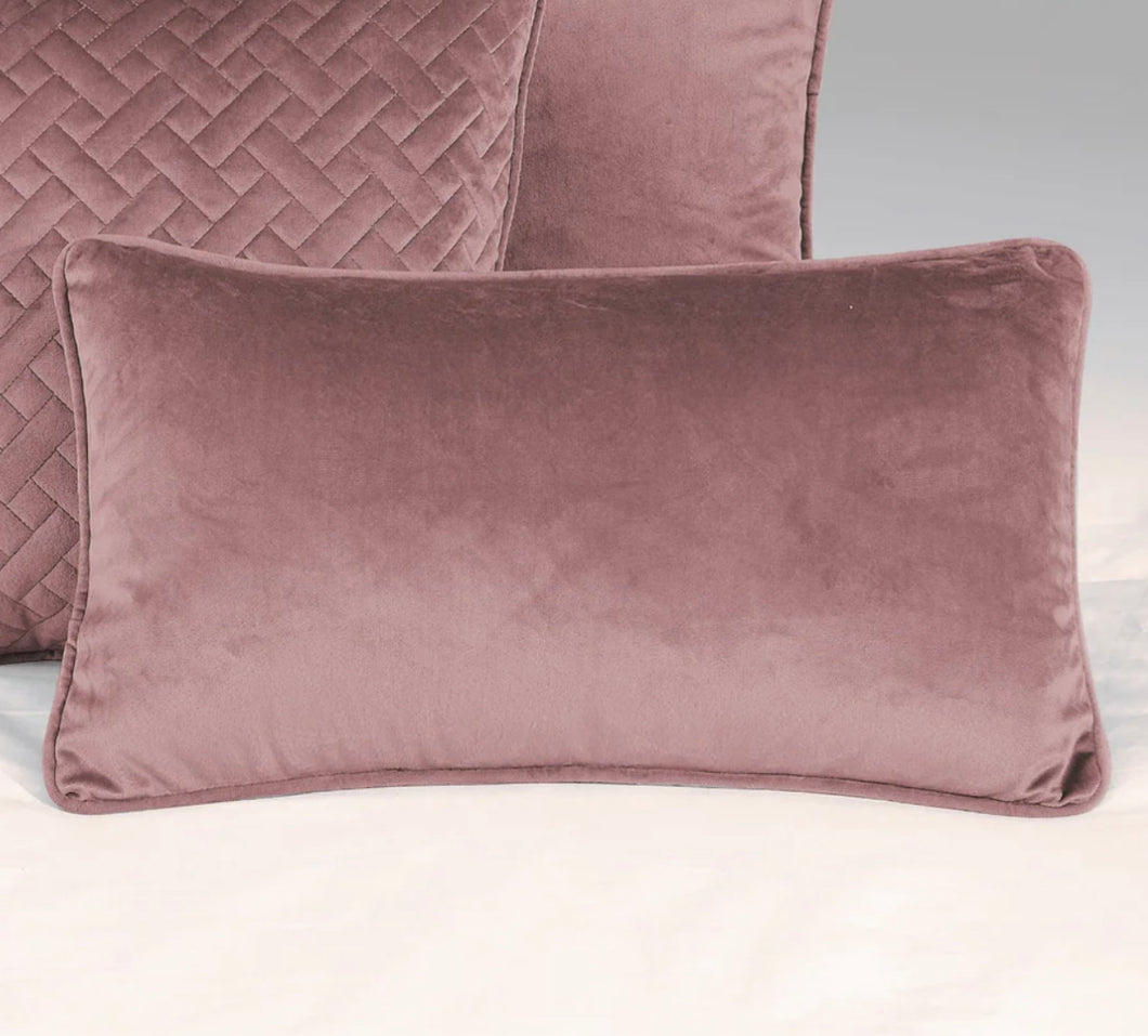 French Velvet Filled Bolster Cushion - Pink