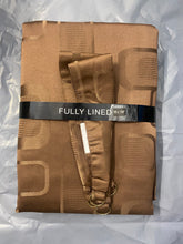 Load image into Gallery viewer, Geo Chocolate Brown Tape Top Curtains inc. Tie Backs
