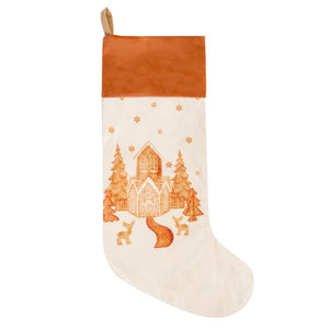 Gretel Printed Velvet Xmas Stocking Cloud dust/Ginger