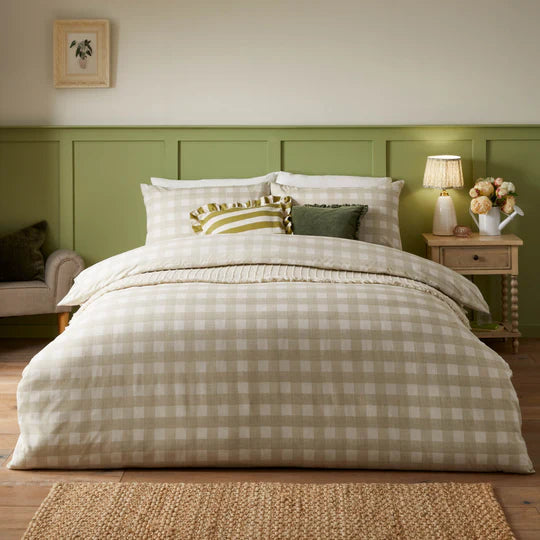 Hartsford Gingham Check Duvet Cover Set Neutral