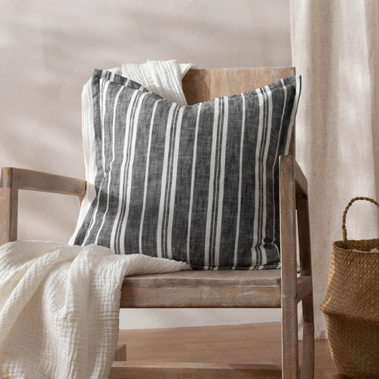 Hebble Striped Cushion - Black