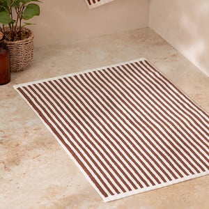 Hebden Striped Cotton Bath Mat - Pecan