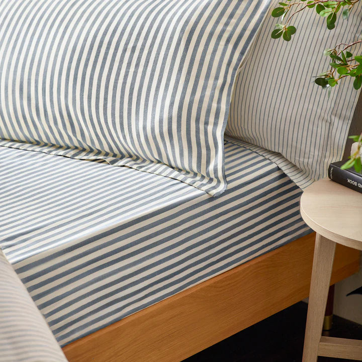 Hebden Navy Cotton Fitted Sheet
