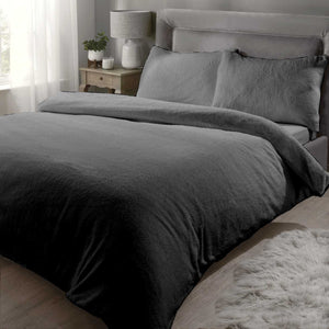 Teddy Fleece Duvet Set - Charcoal