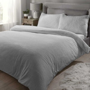 Teddy Fleece Duvet Set - Silver - King size