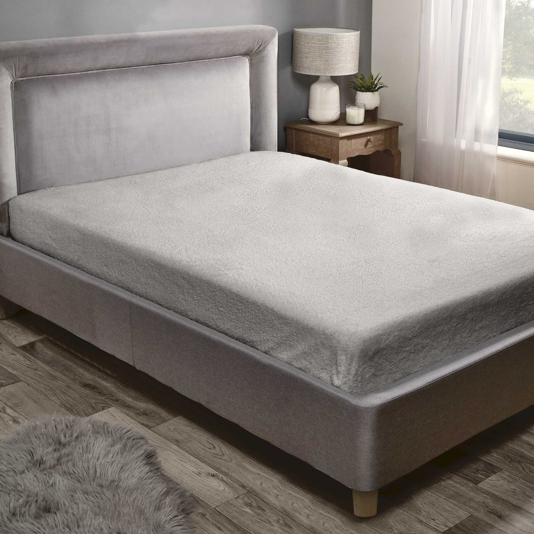 Teddy Fleece Fitted Sheet - Silver