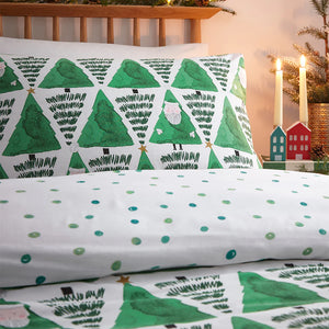 Hide + Seek Santa Christmas Duvet Cover Set Green - Super King