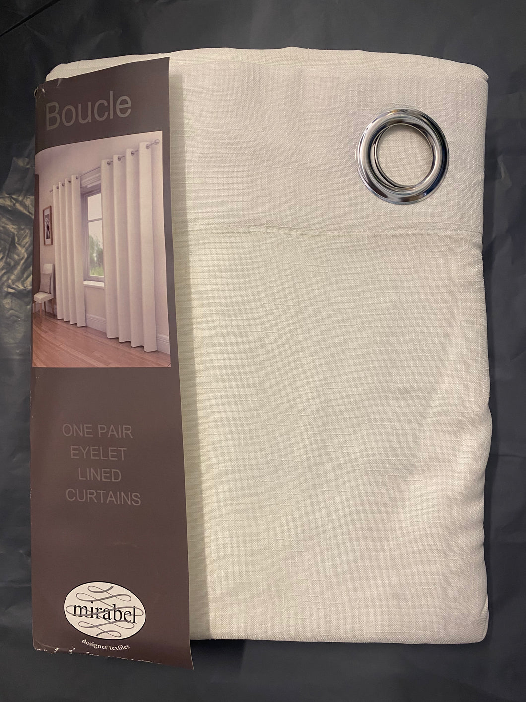 Plain Ivory Eyelet Top Lined Voiles (90