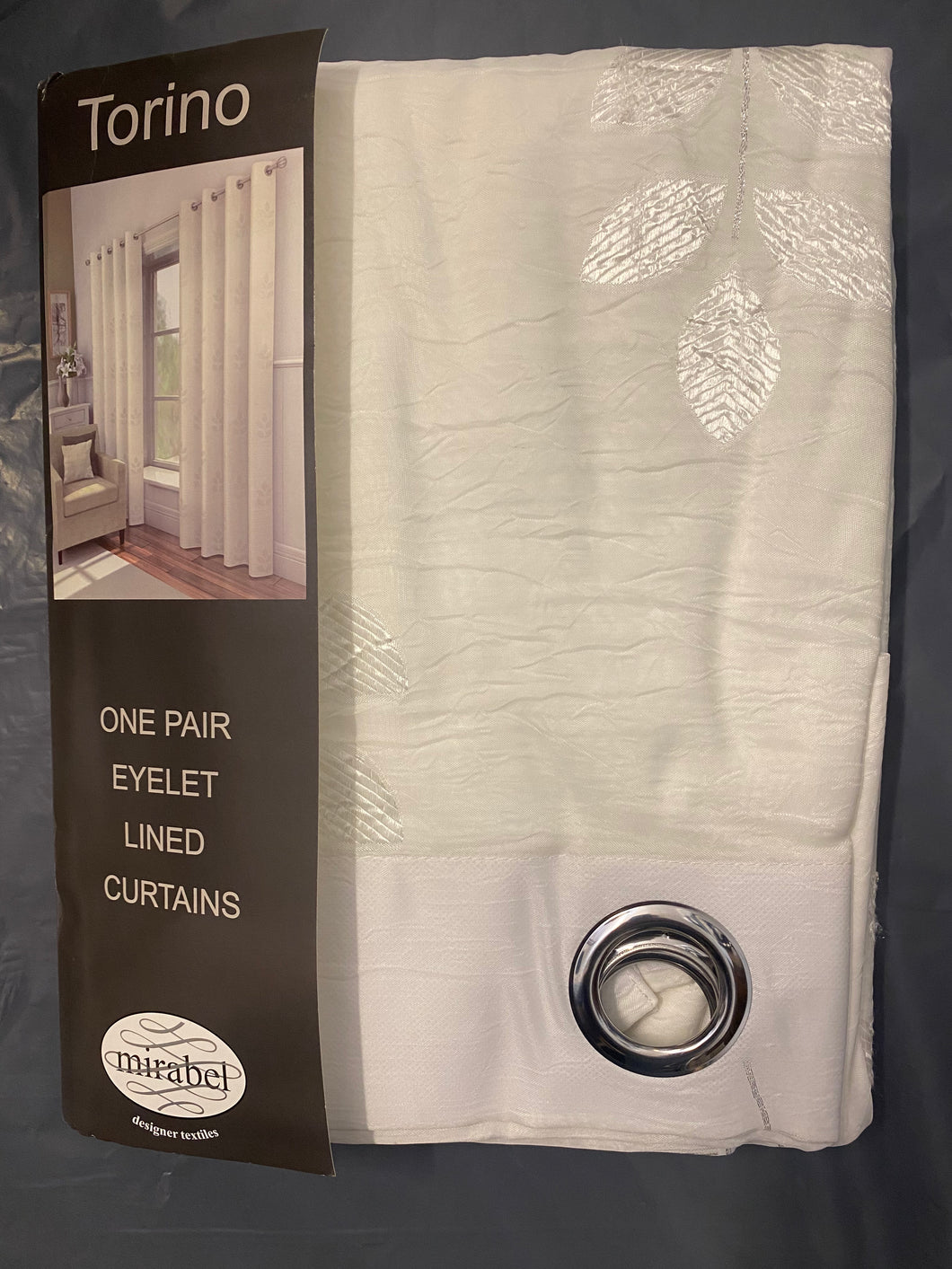 Plain Self Pattern Ivory Eyelet Top Lined Voiles ( 2 sizes)