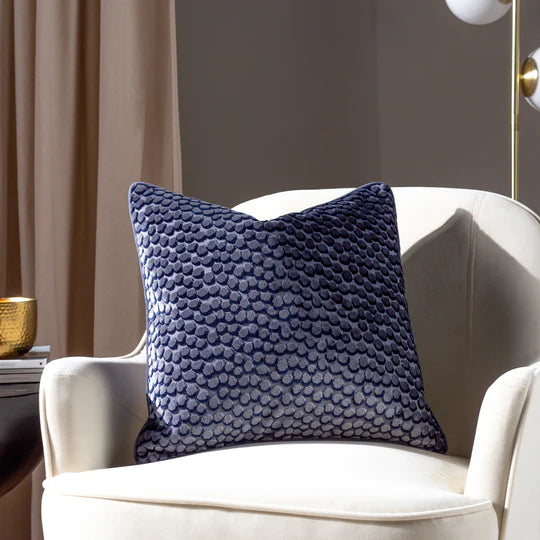 Lanzo Cut Velvet Piped Cushion - Dusk