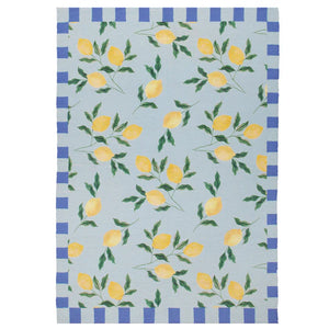 Lemons Printed Indoor/Outdoor Rug Blue