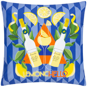 Limoncello Abstract Filled Outdoor Cushion Blue