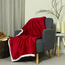 Load image into Gallery viewer, Lux Sherpa Fleece Throw Red
