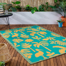 Load image into Gallery viewer, Marula Outdoor 100% Recycled Rug Yellow/Teal
