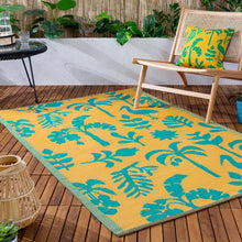 Load image into Gallery viewer, Marula Outdoor 100% Recycled Rug Yellow/Teal
