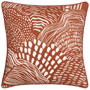 Nola Abstract Piped Cushion Cover - Chestnut